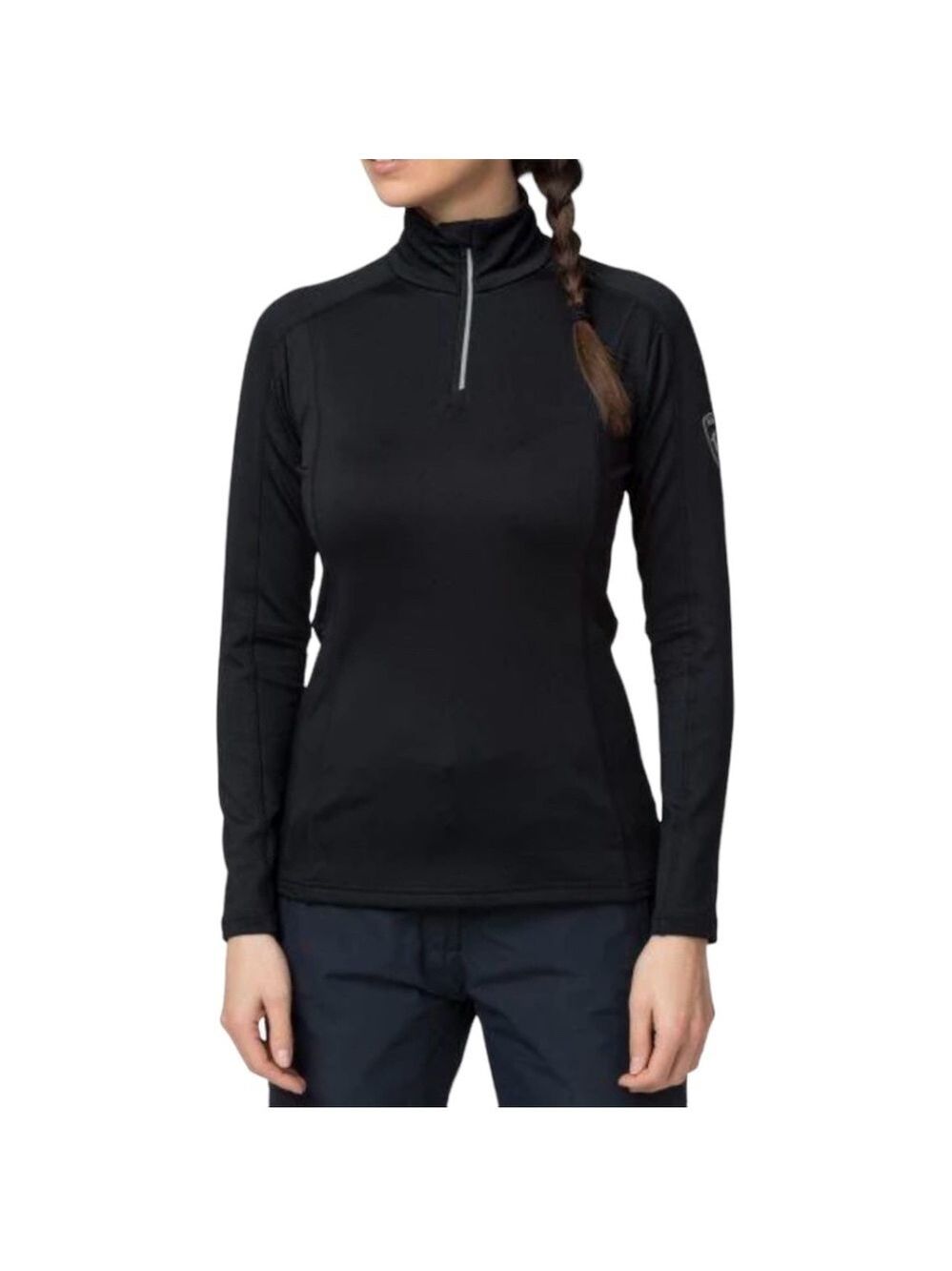 ROSSIGNOL Classique Half-Zip Women’s Baselayer Stretch Top in Black US Sz S